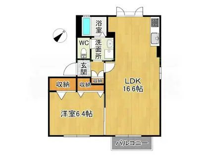 コーポ ウォームライフ(1LDK/2階)の間取り写真