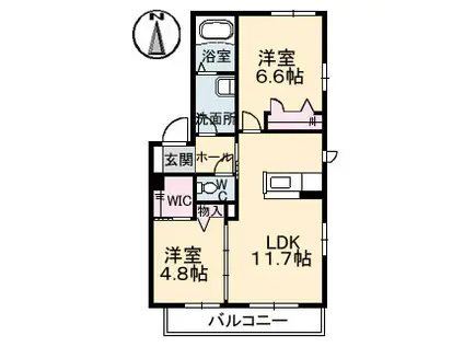 オーパスワン(2LDK/3階)の間取り写真