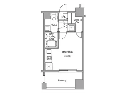 レジディア市ヶ谷(ワンルーム/2階)の間取り写真