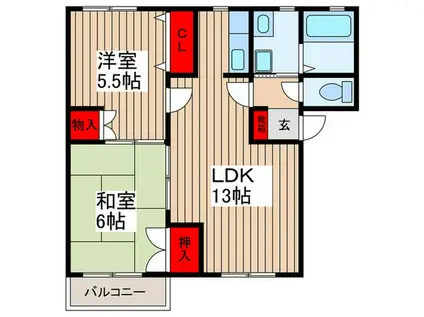 ノイエ B(2LDK/2階)の間取り写真