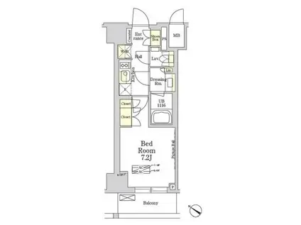 ザクラス南麻布(1K/10階)の間取り写真
