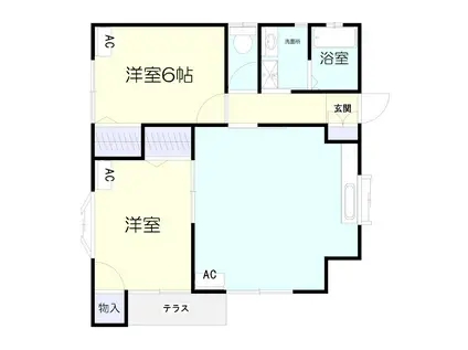 ロワール美里(2LDK/1階)の間取り写真