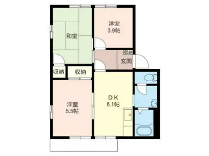 ドミールリンA(3DK/1階)の間取り写真