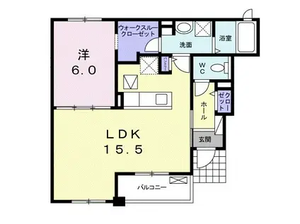 エクセレント茂原(1LDK/1階)の間取り写真
