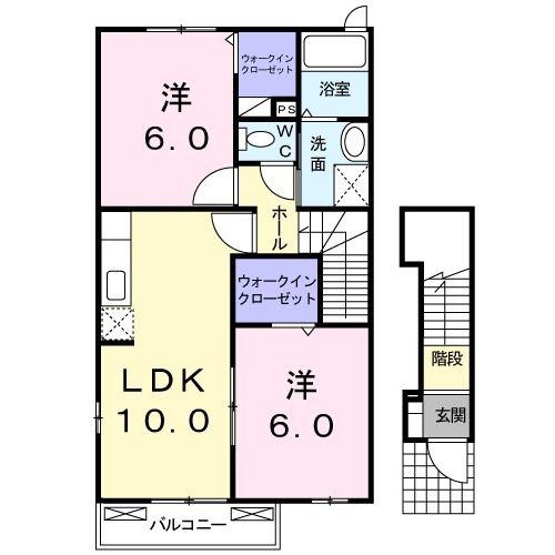 セレノ・デーア(2LDK/2階)の間取り写真