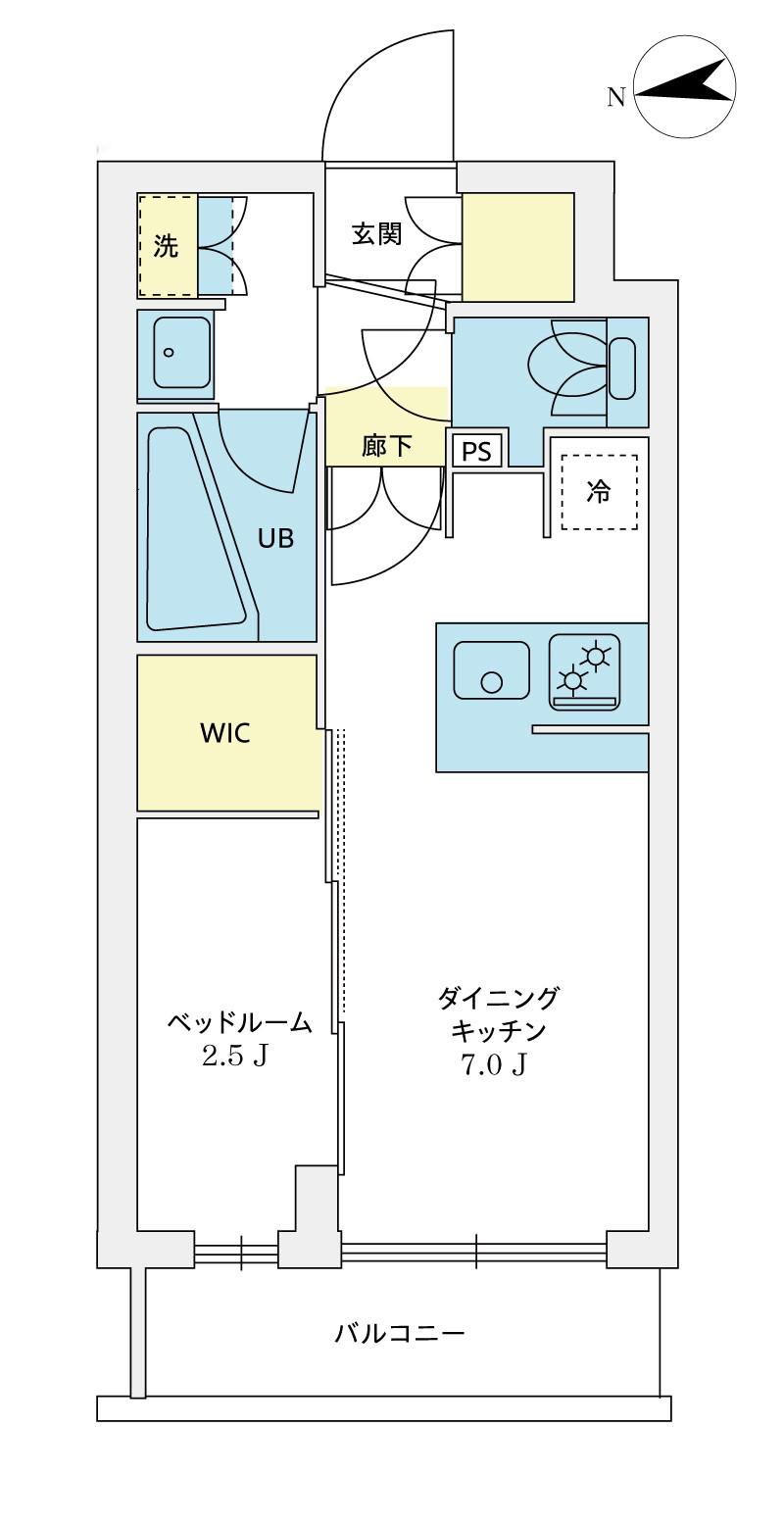 アジールコート豪徳寺(1DK/1階)の間取り写真