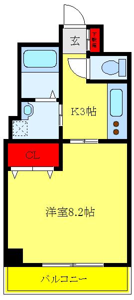 ARUME本蓮沼(1K/3階)の間取り写真