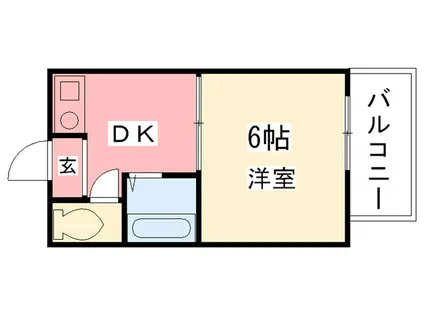 ワンフラーリッシュ西宮(1K/4階)の間取り写真