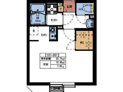 IXO町屋(ワンルーム/1階)の間取り写真