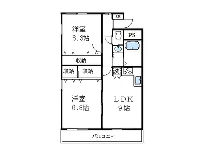 アイビーハウス(2LDK/3階)の間取り写真