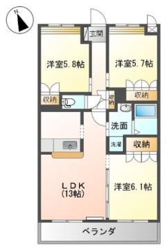 ラルジュ(3LDK/2階)の間取り写真