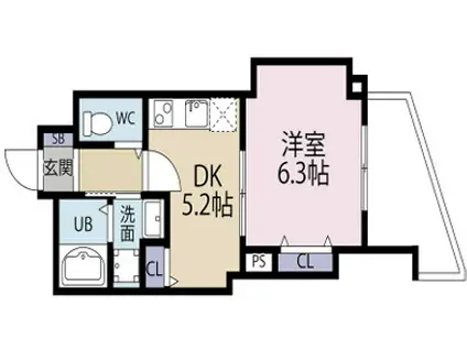 MANO MANSION(1DK/5階)の間取り写真