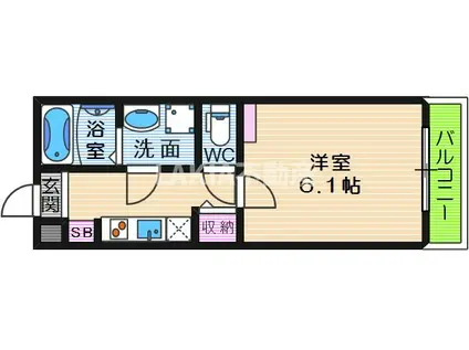 カルムビレッジ東田辺(1K/3階)の間取り写真