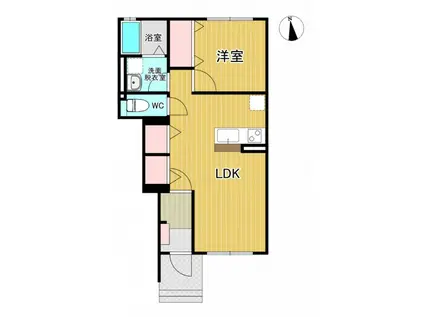 ROSE COURT(1LDK/1階)の間取り写真