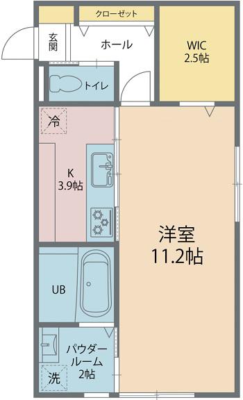 Kフォート東森田(1K/1階)の間取り写真