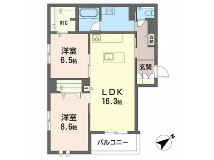 エクラージュ覚王山(2LDK/2階)の間取り写真