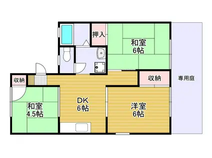 第3六条ハイツ(3DK/1階)の間取り写真