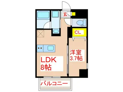 ABELIAII(1LDK/5階)の間取り写真