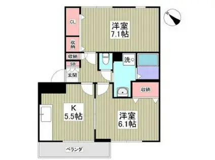 グリーンハイツイマイIV(2K/3階)の間取り写真