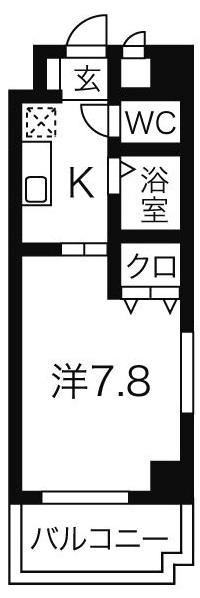 びいⅥ植田(1K/9階)の間取り写真