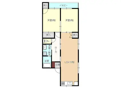 エコーハイツII(2LDK/2階)の間取り写真