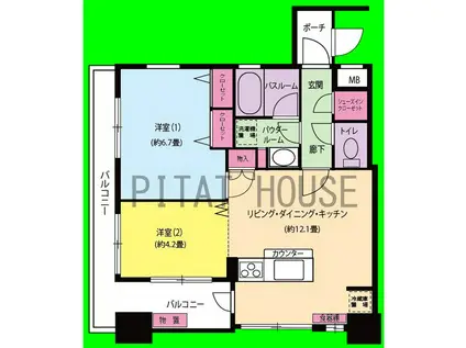 ロワール横濱関内(2LDK/8階)の間取り写真