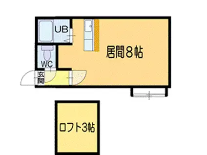 アムス桜E(ワンルーム/3階)の間取り写真