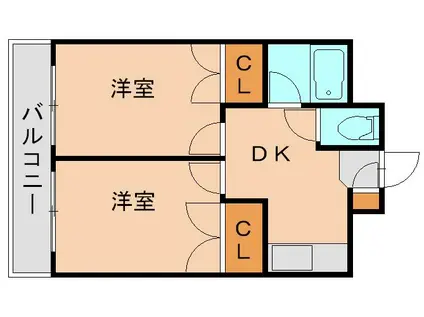 キャンパスシティ箱崎(2K/6階)の間取り写真