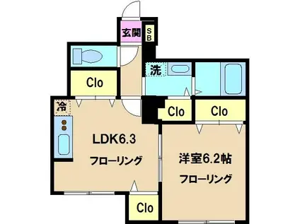 エリュシオン(1DK/1階)の間取り写真