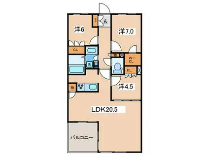 PARK CUBE 平和台(3LDK/4階)の間取り写真