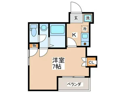 カサ・ビエント大手前(1K/7階)の間取り写真