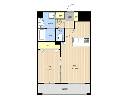 LIBTH博多駅南II(1LDK/14階)の間取り写真