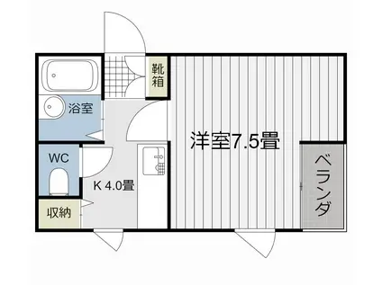 タートル楓(1K/1階)の間取り写真