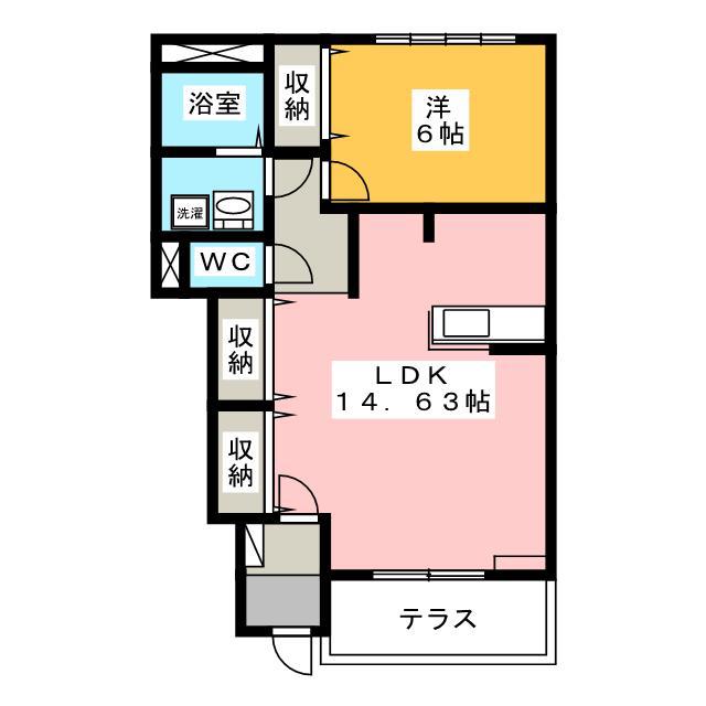 CALM-W(1LDK/1階)の間取り写真