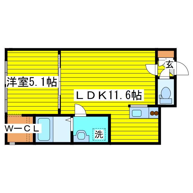 EFFICIENT N19(1LDK/1階)の間取り写真