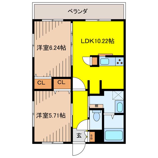 LILY(2LDK/3階)の間取り写真