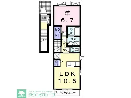 プルメリア(1LDK/2階)の間取り写真