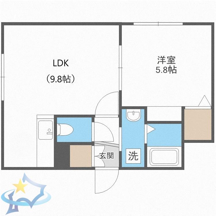 ラインズ円山(1LDK/3階)の間取り写真