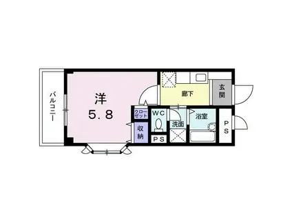 アミティエ石橋(1K/2階)の間取り写真