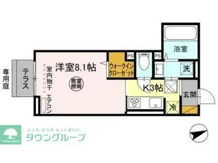 D-ROOM椿森1丁目B(1K/1階)の間取り写真
