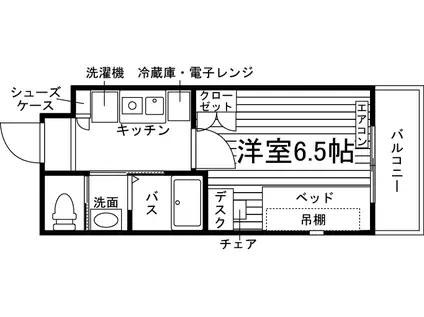 学生会館 KAMFORT大分大学前(1K/2階)の間取り写真