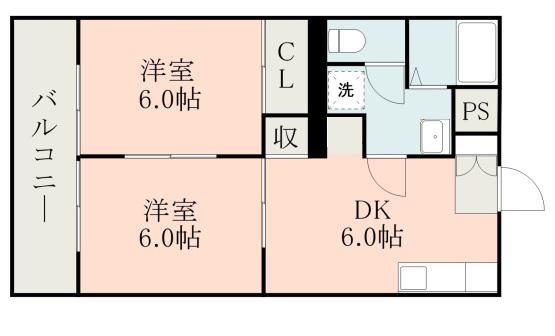 MS11(2DK/4階)の間取り写真