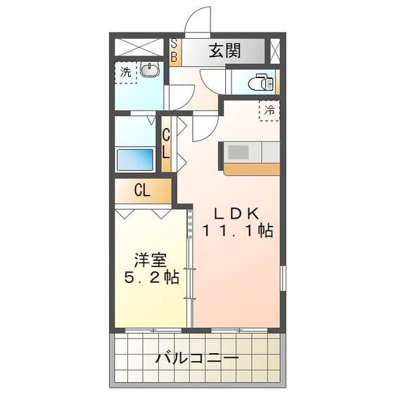 MSソレイユ(1LDK/6階)の間取り写真
