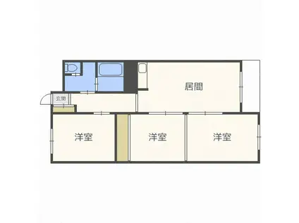 佐渡伏古マンション(3LDK/1階)の間取り写真