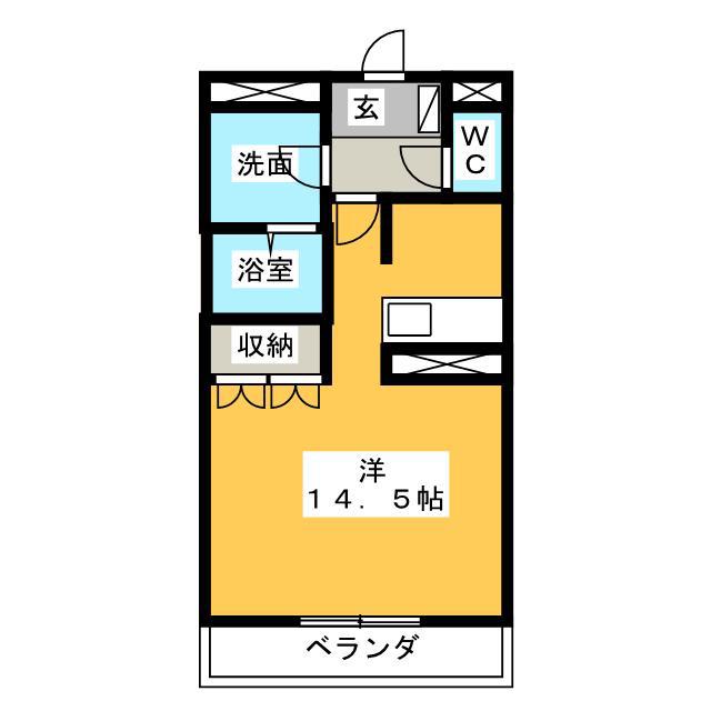 エスポワール(ワンルーム/2階)の間取り写真