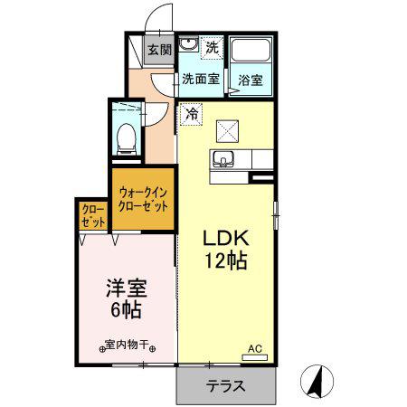 モダンコート古上条(1LDK/1階)の間取り写真
