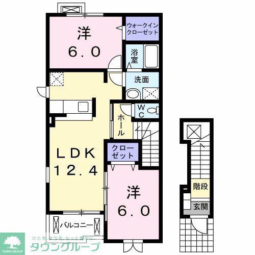 アルデンヌC(2LDK/2階)の間取り写真