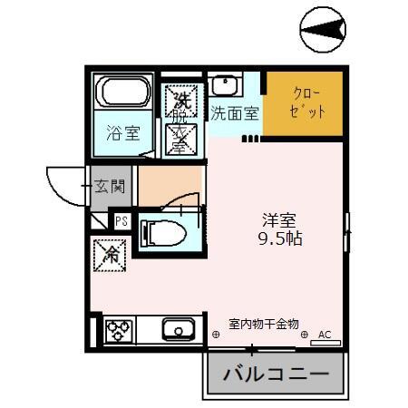 SAKURA(ワンルーム/1階)の間取り写真