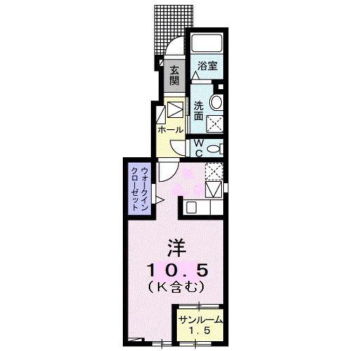 エスペランサ I(ワンルーム/1階)の間取り写真