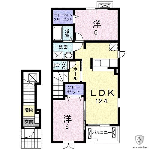 ベル・アルカンシェルA(2LDK/2階)の間取り写真